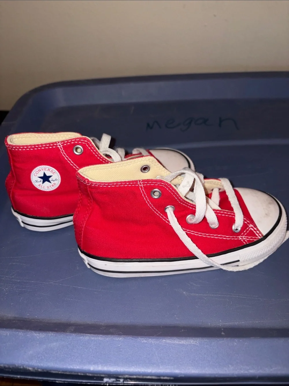 Converse Kids Red High Top Sneakers with White Laces